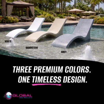 Lady lounging on the In-Pool Lounger with connecting table