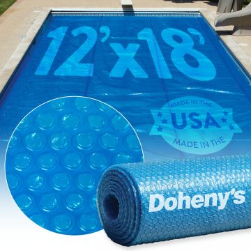 inground pool with blue micro bubble solar reel microbubble close up made in the usa graphic