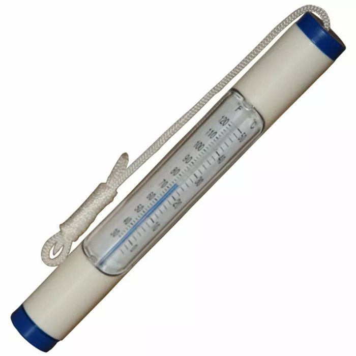 Pentair Plastic Pool Thermometer with heavy-duty design and easy-to-read temperature gauge with attached securing cord Pentair Plastic Pool Thermometer with heavy-duty design and easy-to-read temperature gauge with attached securing cord