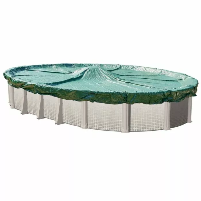 12 Year Above Ground OVal Solid Winter Cover on Pool and no background