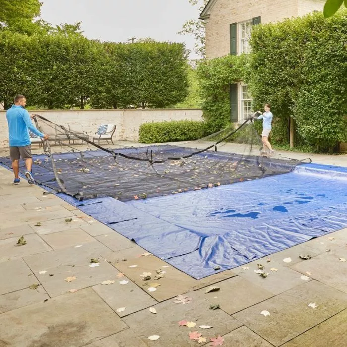 1 Year Inground Economy Leaf Net being removed from pool