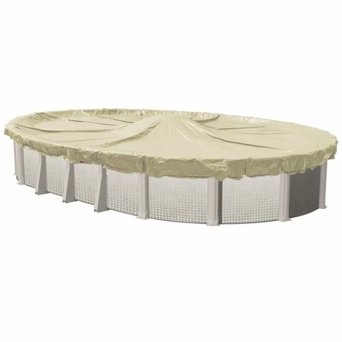 20 Year Above Ground Oval Pro-Tek Winter Cover on Pool and no background 20 Year Above Ground Oval Pro-Tek Winter Cover on Pool and no background