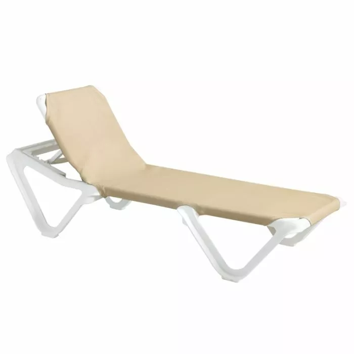 フランス製 Grosfillex サマーベッド　激レア！ Grosfillex Nautical Canvas Sling Chaise Lounge, White Frame