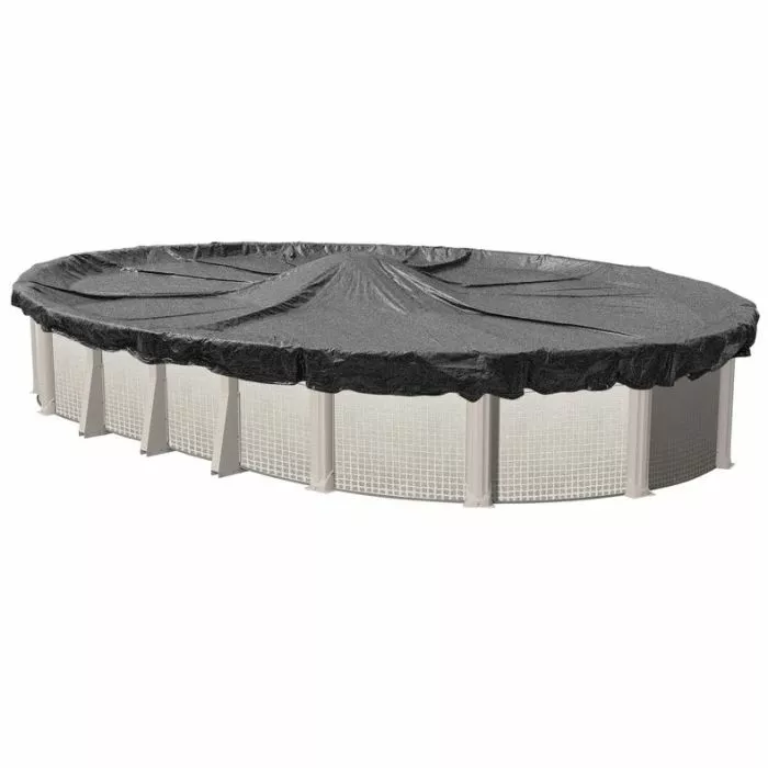 5 Year Above Ground Oval Mesh Winter Cover on Pool and no background 5 Year Above Ground Oval Mesh Winter Cover on Pool and no background