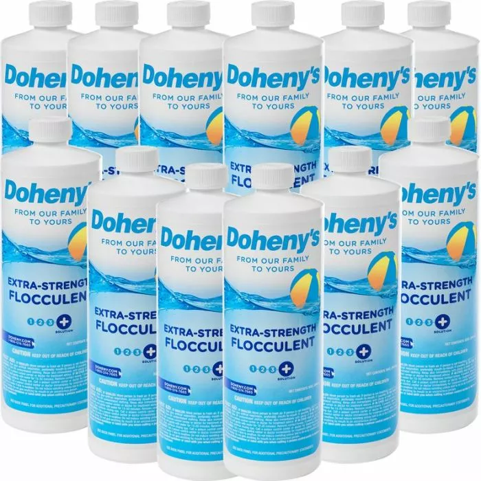 Doheny's Extra-Strength Flocculant - (12) 1 Quart Bottles - Extra-Strength Flocculent bottle for easy debris removal from pools Doheny's Extra-Strength Flocculant - (12) 1 Quart Bottles - Extra-Strength Flocculent bottle for easy debris removal from pools