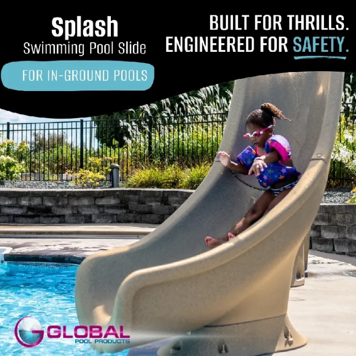 Global Pool Products Splash Inground Pool Slide, Right Turn
