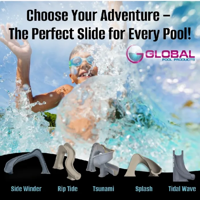 Global Pool Products Tidal Wave Inground Pool Slide, Left Turn