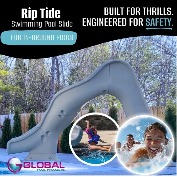 Global Pool Products Rip Tide Pool Slide, Left Turn, Sandstone