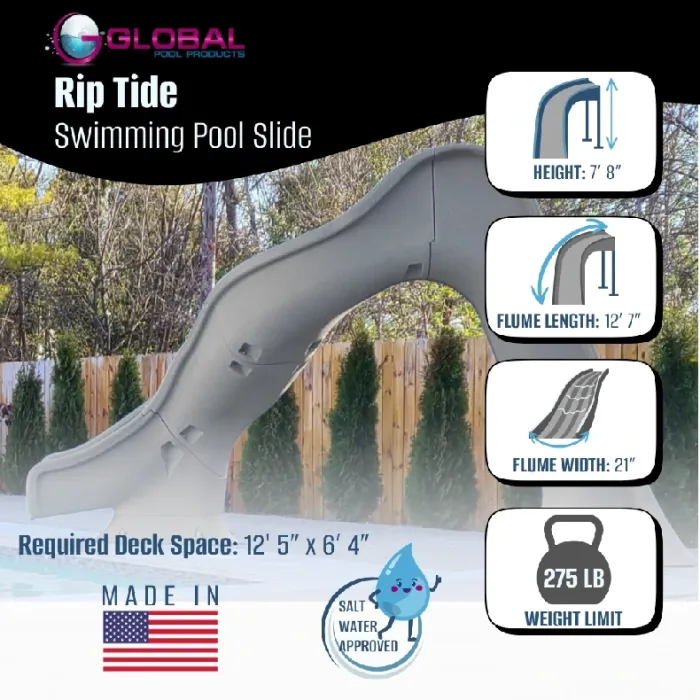 Global Pool Products Rip Tide Pool Slide, Left Turn, Sandstone