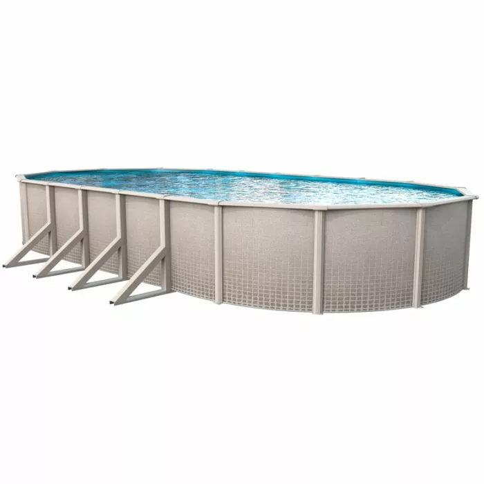 Concord 12 foot by 24 foot by 48 inch oval above ground pool with durable steel frame, perfect for family backyard swimming.