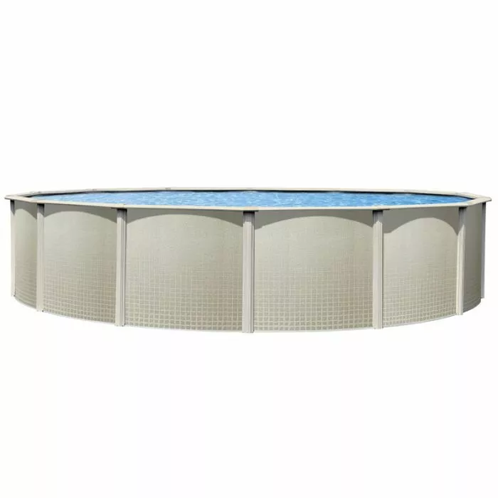 Concord 21 Foot x 48 Inch Round Steel Above Ground Pool with sand tone wall pattern