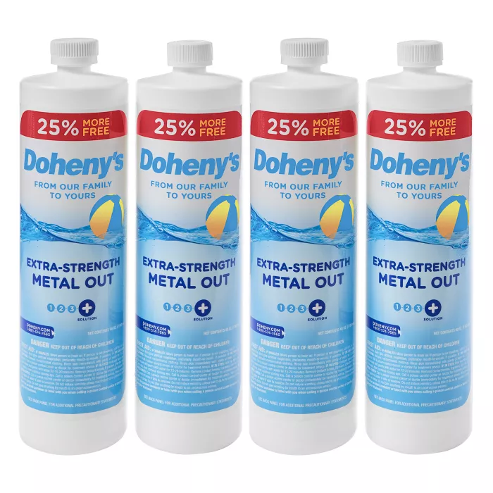 Four 1 Quart Bottles of Doheny's Extra-Strength Metal Out