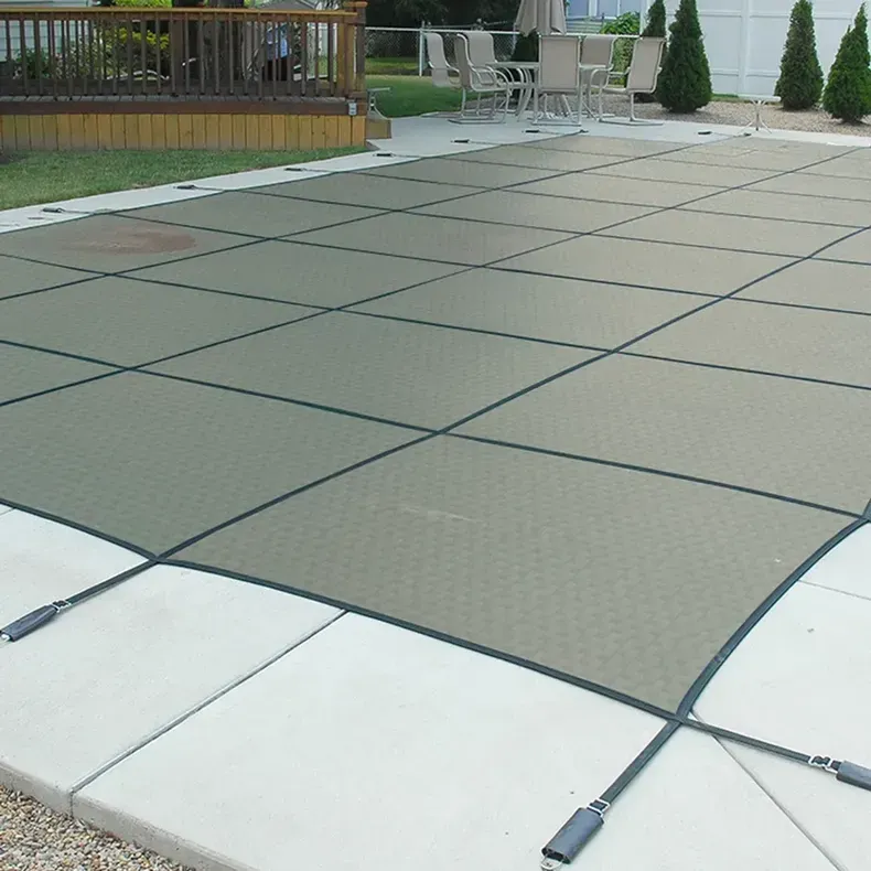 10 Year Mesh Safety Cover for 15x30 ft Rectangular Pool, Tan | Shop ...