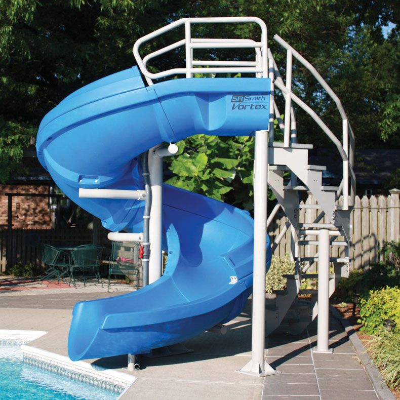SR Smith Vortex Pool Slide, Full Tube with Ladder, Blue | Doheny's