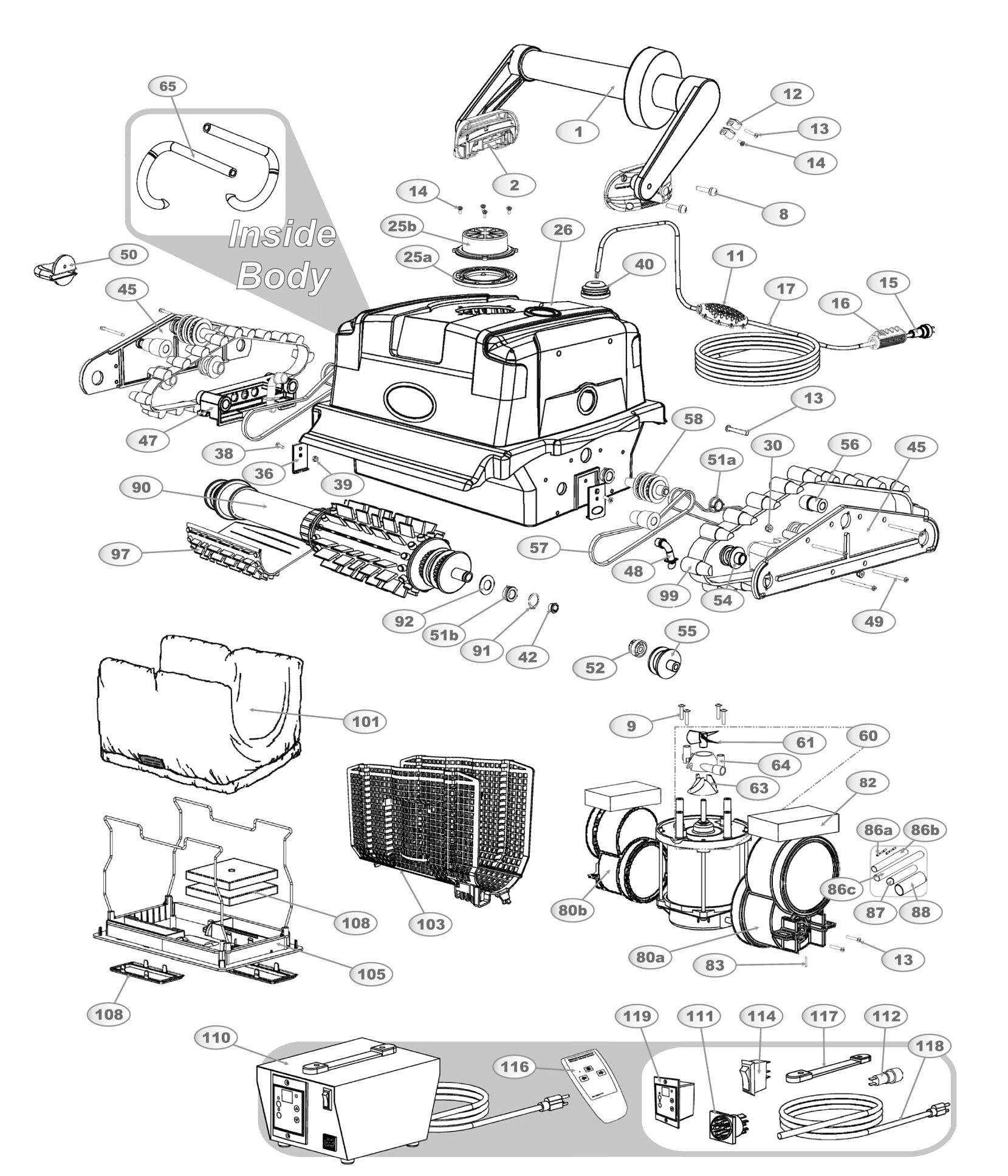 Aquabot Turbo T2 & T4 parts at Doheny's