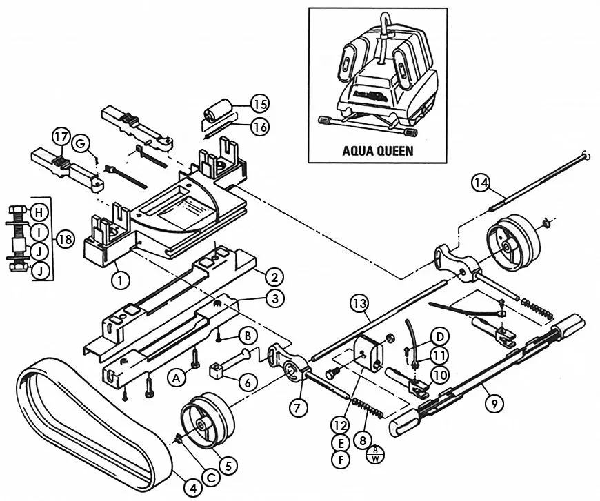 Base Assembly parts at Doheny's - Aqua Vac Aqua Queen | Doheny's