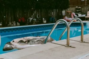 Outdoor Pool with Inflatable Accessories