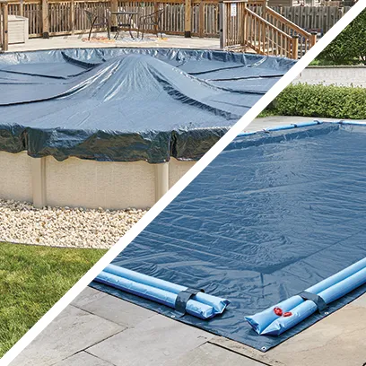 Doheny's 4 Year Solid Winter Covers are navy blue and have a tight weave.