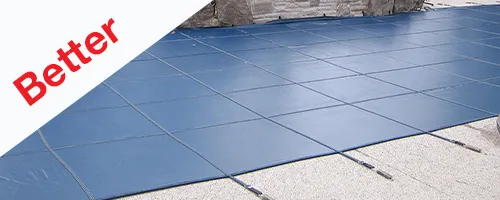 Better - Doheny's 12 Year Mesh Safety Covers for Rectangular Pools with Right Flush Steps