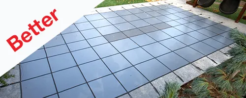 Better - Doheny's 12 Year Solid Safety Covers for Rectangular Pools with Left 1ft Offset Steps