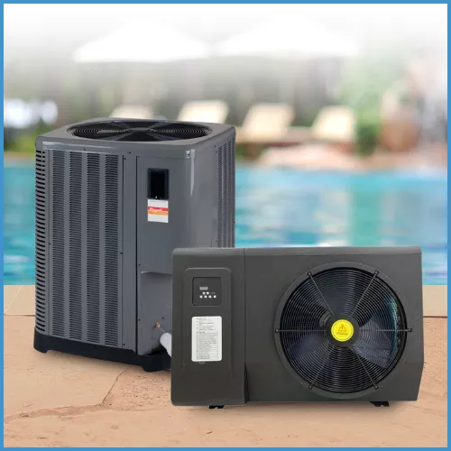 Two heat pumps for pool heating, providing energy-efficient warmth for the pool water.