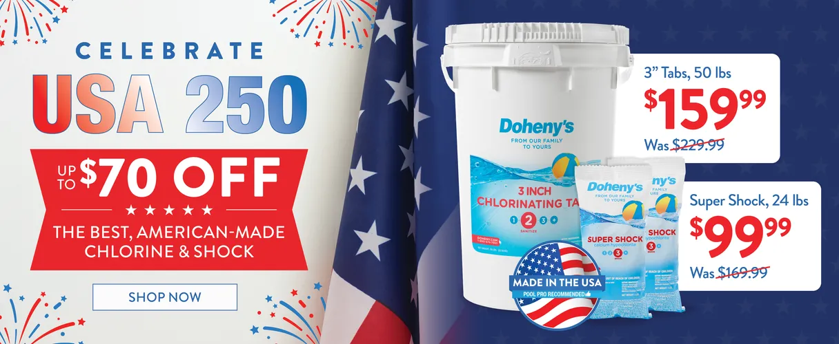 Celebrate USA 250! Up to $70 Off The Best, American-Made Chlorine Tabs & Super Shock. Lowest Prices Anywhere. 3-inch Chlorine Tabs 50 lb $159.99. Super Shock 24 lb $99.99. Shop Now.