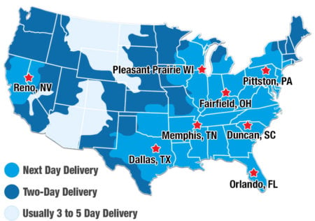 Next Day Delivery Zone Map