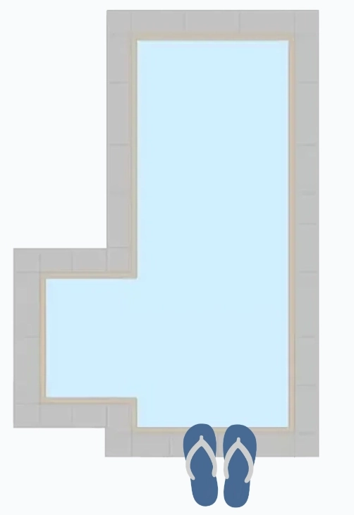 Rectangle Shaped Pools with Left 1ft Offset Steps