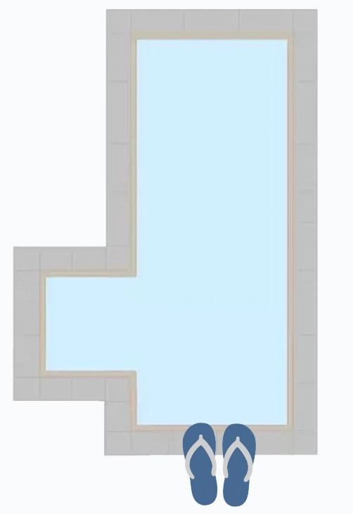 Rectangle Shaped Pools with Right 2ft Offset Steps