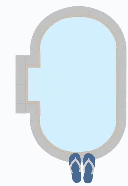 Rectangle Shaped Pools with Radius Corners and Left End Steps