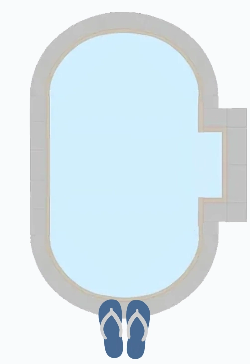 Rectangle Shaped Pools with Radius Corners and Right End Steps