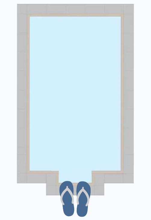 Rectangle Shaped Pools with Center End Steps