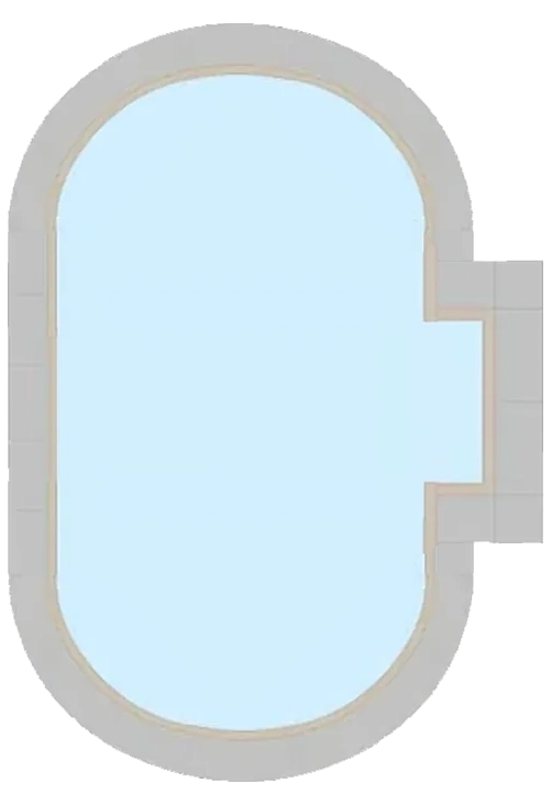 Rectangle Shaped Pools with Radius Corners and Right End Steps