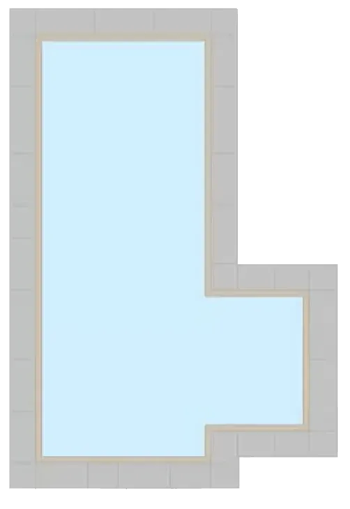 Rectangle Shaped Pools with Right 1ft Offset Steps