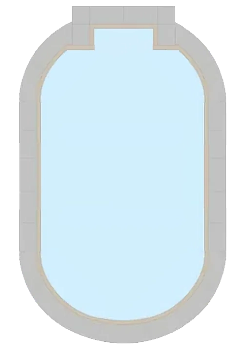 Rectangle Shaped Pools with Radius Corners and Center End Steps